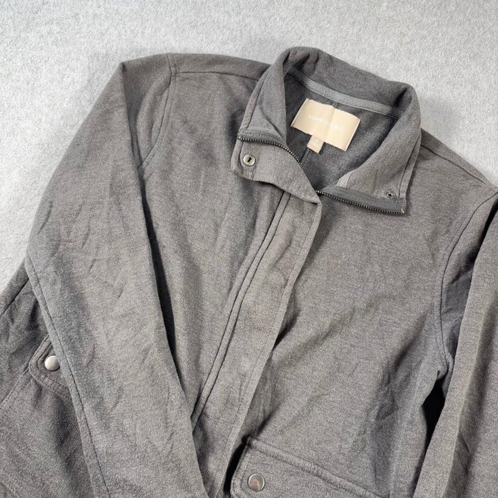 Banana Republic Utility Jacket Womens S Gray Solid Zip Snap Mock Neck Knit VTG